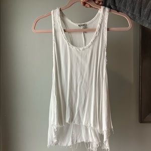 White fringe bottom tank top